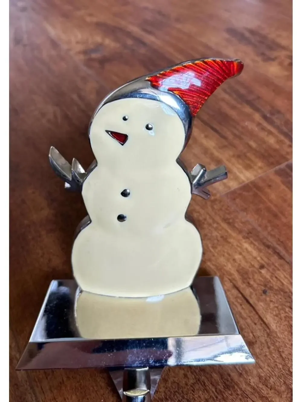 Set of 2 Christmas Stocking Holders Snowman and Snowflake Design